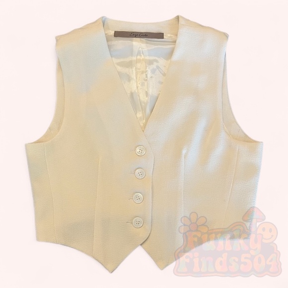 Enza Costa Cream Crepe Vest NWOT Size S Minimalist Tailored Chic Layering Piece - Picture 3 of 10